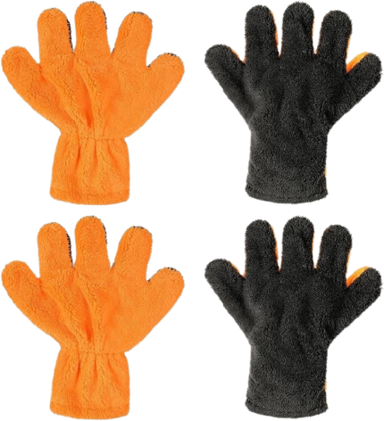 Bilvaskehanske grå-orange med blød overflade og absorberende design til skånsom udvendig bilvask