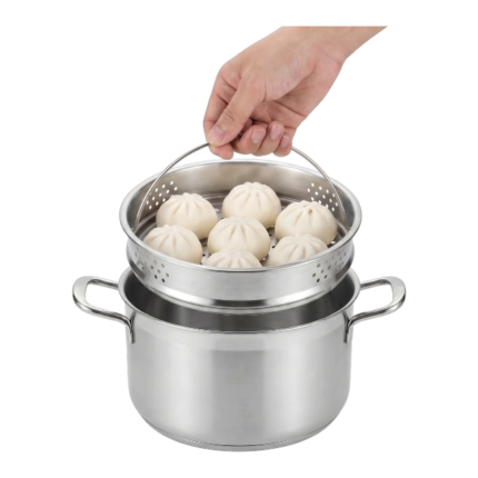 Stor si i rustfrit stål til dampning og afdrypning i gryde til grøntsager, boller og dumplings