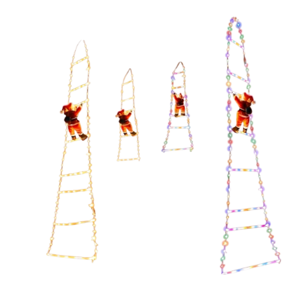 Santa Claus Light Chain with Climbing Santa and Illuminated Ladder for Cosy Christmas Decoration