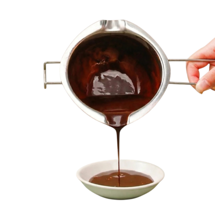 Chokoladesmelter i rustfrit stål med hældetud og håndtag til vandbad og præcis hældning