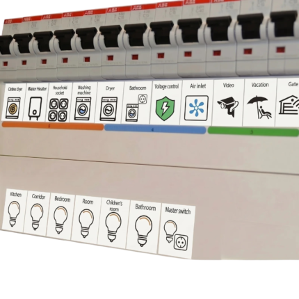 Mærkater til elektriske kontaktafbrydere til klar identifikation og organiseret eltavle