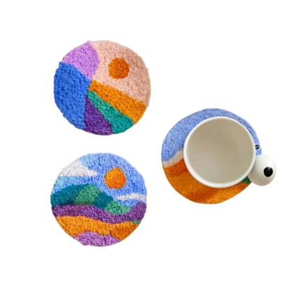 DIY Punch Needle Coaster Kit with Landscape Designs