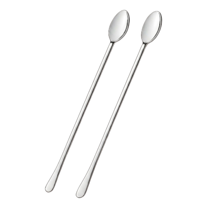 Iskaffeske i rustfrit stål - elegant design og ekstra lang ske til høje glas og kolde drikke