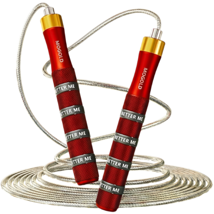 Adjustable Skipping Rope for Adults in Black, Red and Blue with Non-Slip Grip and Adjustable Length