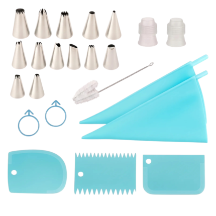 Cake Decoration Equipment with 14 Pieces for Precise Patterns, Edges and Smooth Finish on Cakes