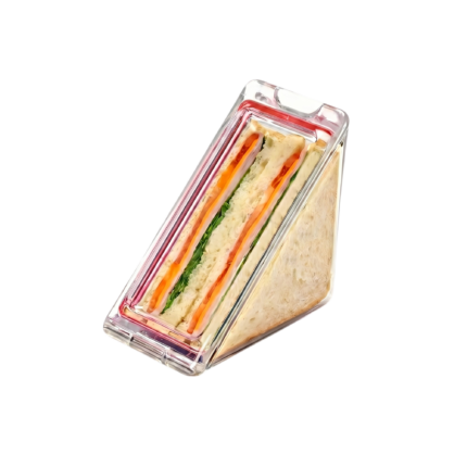Madkasse til trekantede sandwiches med gennemsigtigt design og nem sideåbning til frokost og transport