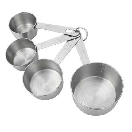 Measuring Cups in Stainless Steel with 4 Sizes and Long Handles for Precise Measurement in the Kitchen