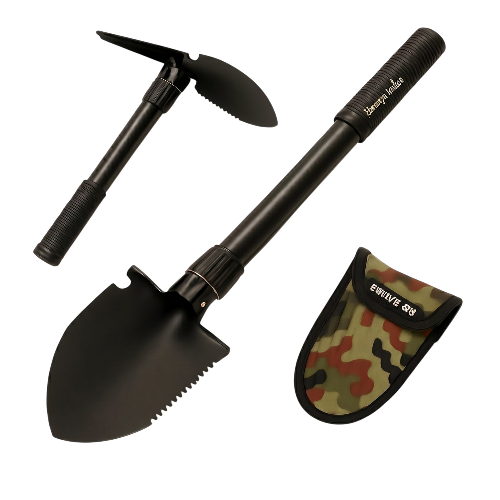 33545_enhanced_background Sammenklappelig skovl med savtakket blad og etui til udendørs brug og havearbejde - Billede 1