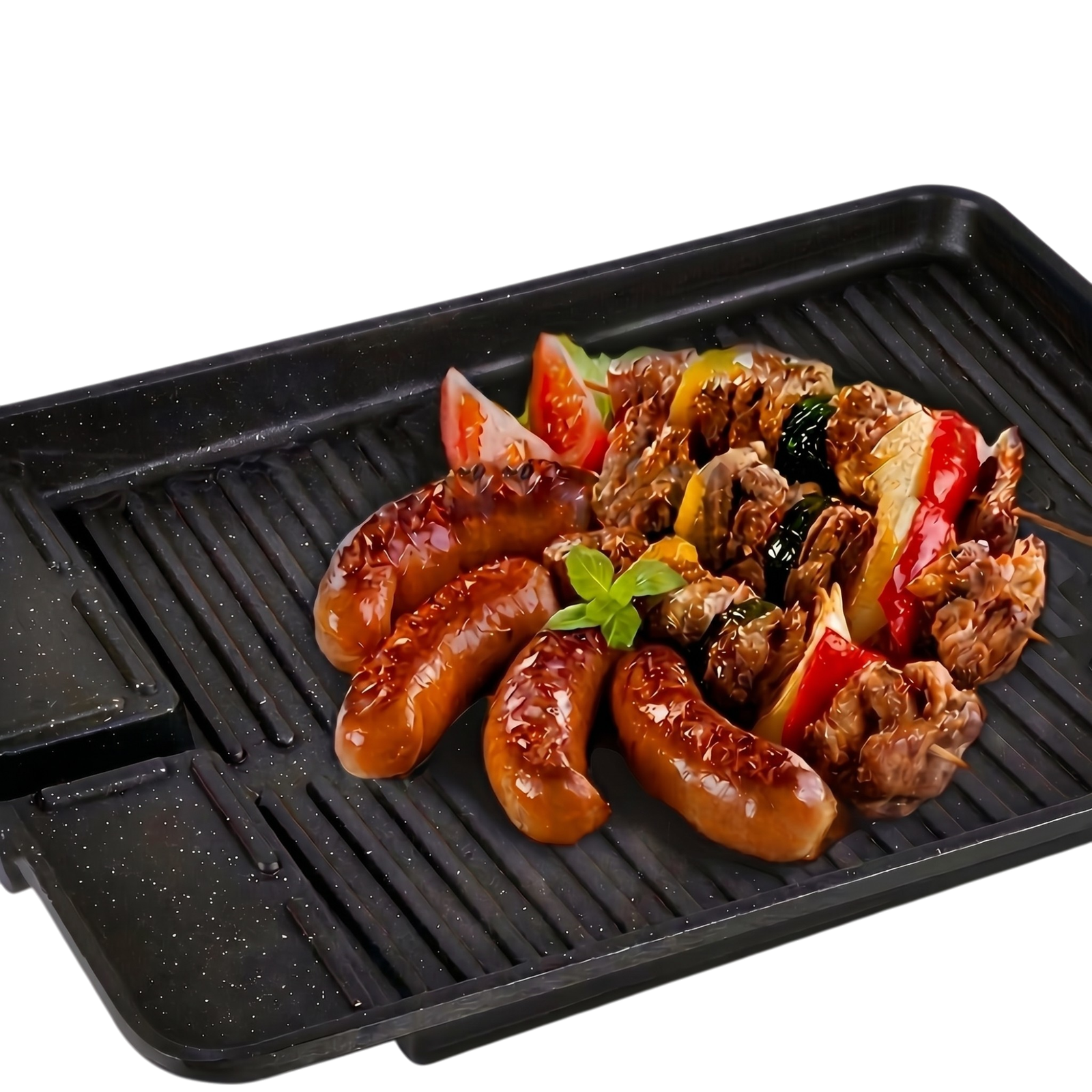 33649_enhanced_background Grill Pan with Non-Stick Coating for Smoke-Free Grilling with Ridges for Meat, Sausages and Vegetables - Image 1