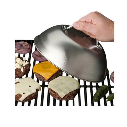 Cheese Lid in Stainless Steel for Even Cheese Melting and Burger Steaming with Handle