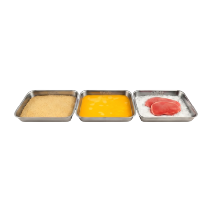 Coating Trays in Stainless Steel - 3-Piece Set for Separate Ingredients and Organised Coating