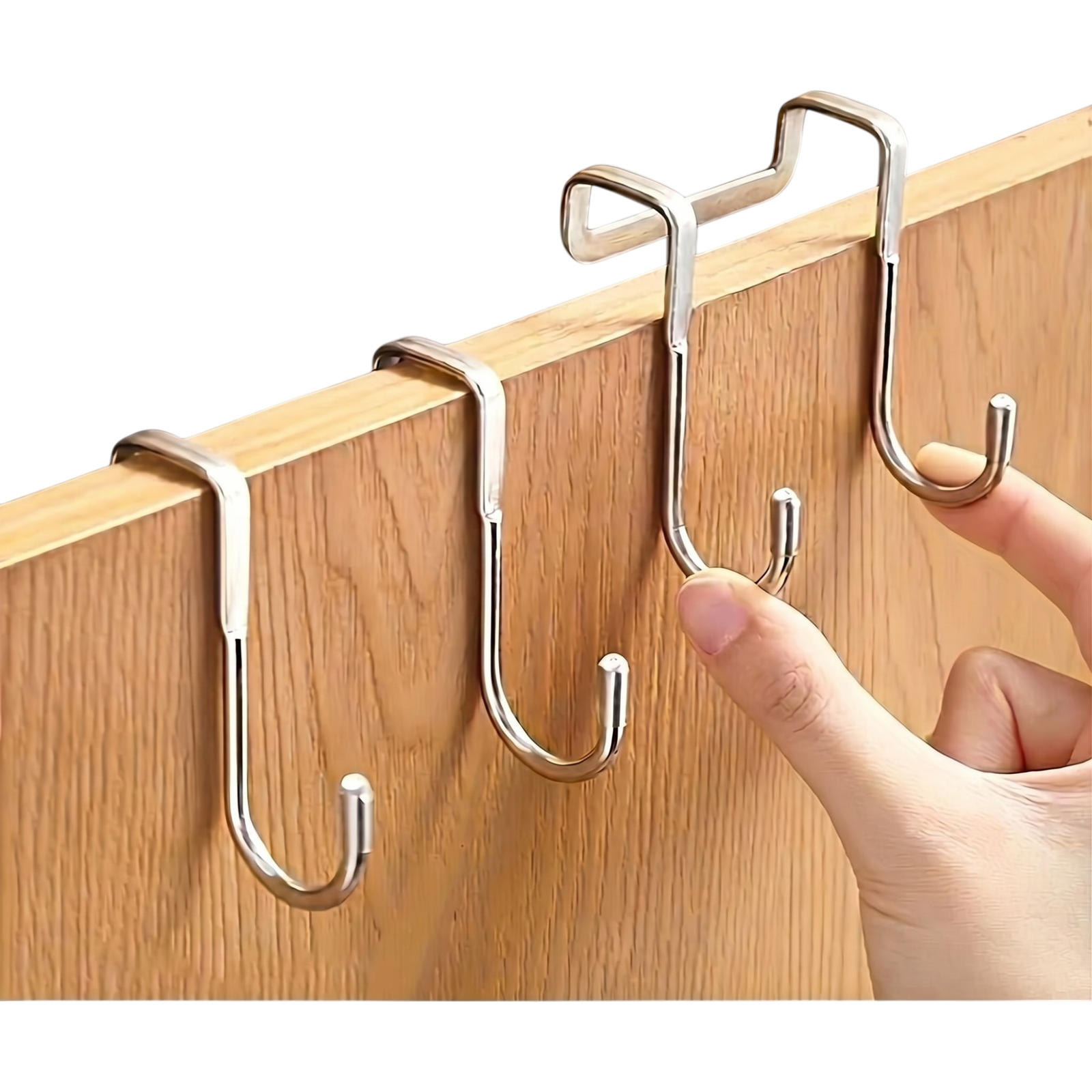 34192_enhanced_background S-Shaped Hook in Stainless Steel for Hanging Without Drilling on Cabinet Doors and Shelves in Silver Design - Image 1
