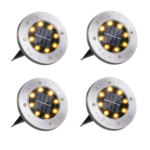 Solcellelamper til haven - 4 LED jordspyd med automatisk opladning og hvidt eller varmt lys