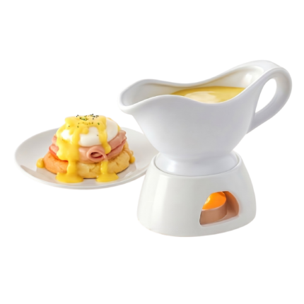 Gravy Bowl in Porcelain for Warm Serving at the Table with Warmer and Elegant White Look