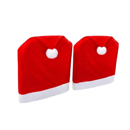 Plush Chair Cover for Festive Christmas Decoration at the Dining Table with Santa Hat Design and Cosy Look