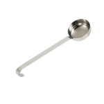 Suppeske i rustfrit stål med dyb skål og langt skaft til servering af suppe ved bordet