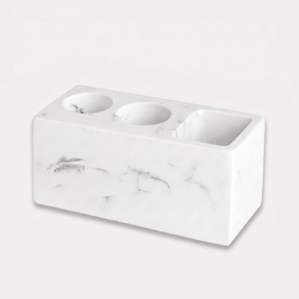 Marble Look Toothbrush Holder with Multiple Compartments and Organised Storage for the Bathroom