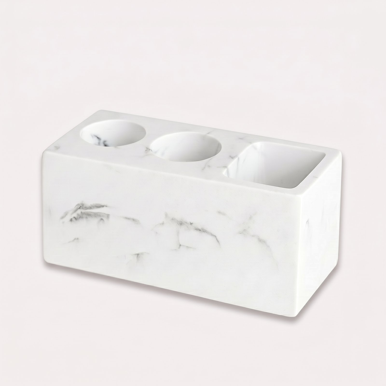 34787_enhanced_background.png Marble Look Toothbrush Holder with Multiple Compartments and Organised Storage for the Bathroom