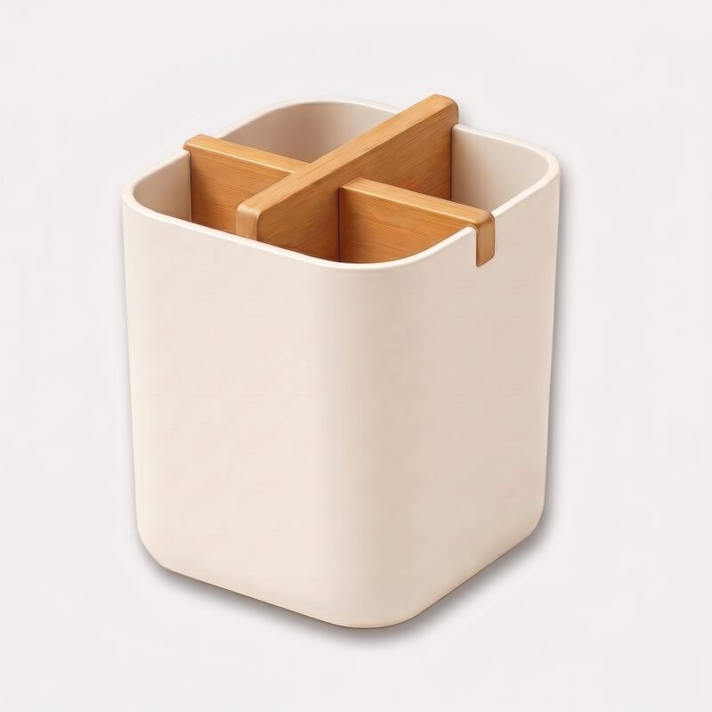 tandbørsteholder med låg i sort og hvid til organiseret og hygiejnisk opbevaring på badeværelset - Baderum, Bolig og Interiør, Rengøringsartikler og hjemmetilbehør product image