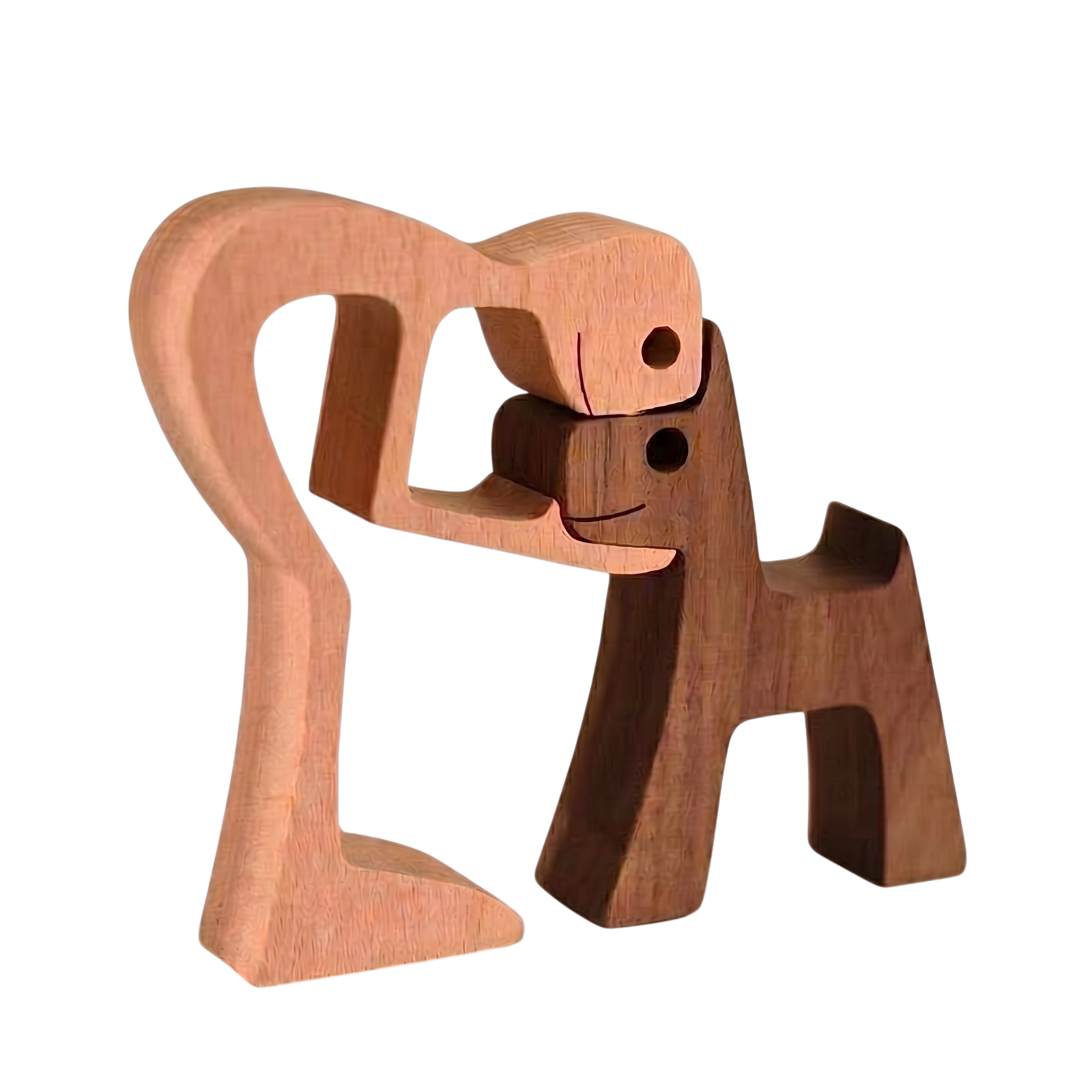 34926_enhanced_background Træhund figur med kærlig omfavnelse og håndlavet udtryk til boligdekoration i kunstnerisk form - Image 1