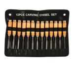 Wood Carving Set with 12 Pieces for Precise Wood Carving Work and Compact Storage in Black Case