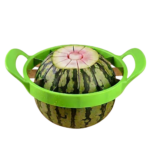 Rund vandmelonskærer med to håndtag og 12 rustfri stålklinger til udskæring af ensartede melonbåde