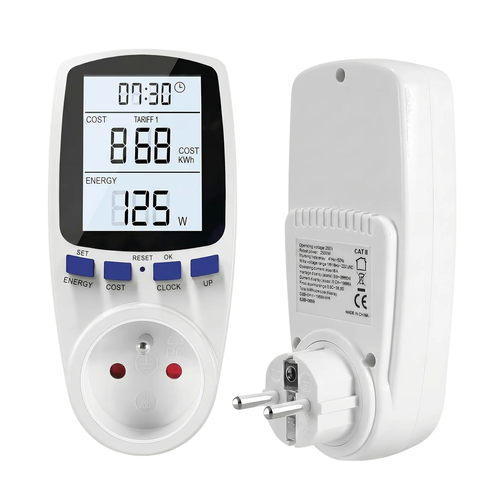 35506_enhanced_background Electricity Meter for Socket with Digital Display for Measuring Electricity Consumption, Watts, KWh and Time - Image 1