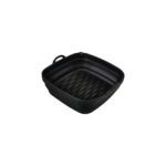 Sammenklappelig airfryer silikoneform firkantet med håndtag og rillet bund til mindre snavs i kurven