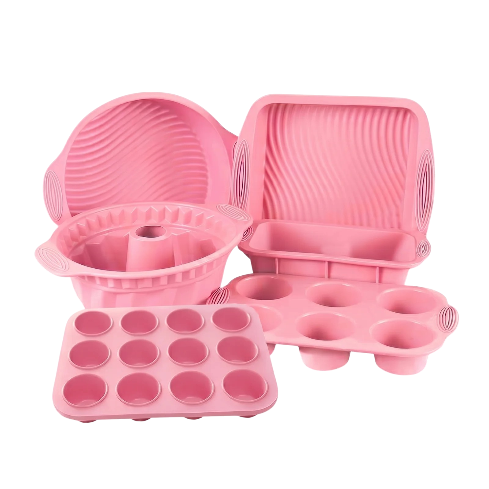 35897_enhanced_background Silicone Baking Moulds in Pink for Easy Release and Varied Home Baking with Multiple Moulds - Image 1