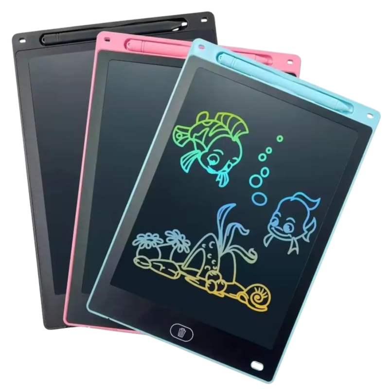 LCD tegnetablet i pink og blå til tegning, skrivning og hurtige noter med pen