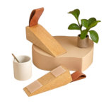 Door Stopper in Solid Wood with Leather Strap and Non-Slip Base to Hold Doors Open - Image 2