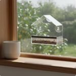 Transparent fuglefoderhus til vindue med sugekopper og åben foderbakke til tæt fugleobservation - Image 2
