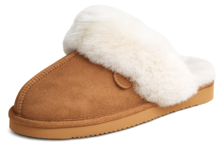 Suede Slippers with Soft Fur Lining and Robust Sole for Warm Comfort Indoors