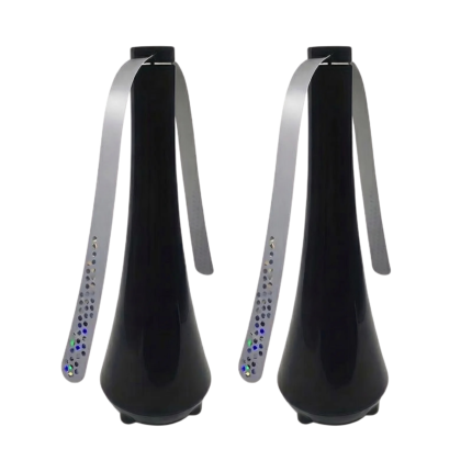 Fluesmækker ventilator sort 2-pak til bord med stille drift og holografiske blade til madservering