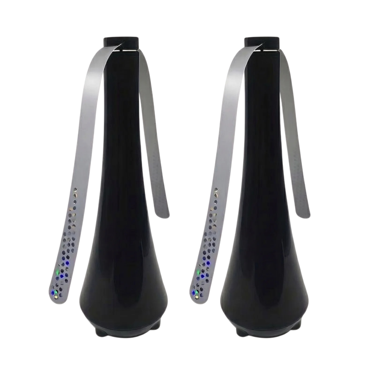 Fluesmækker ventilator sort 2-pak til bord med stille drift og holografiske blade til madservering