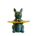 French Bulldog Figur in Black, Pink and Green Shades with Tray for Keys and Small Items - Image 4