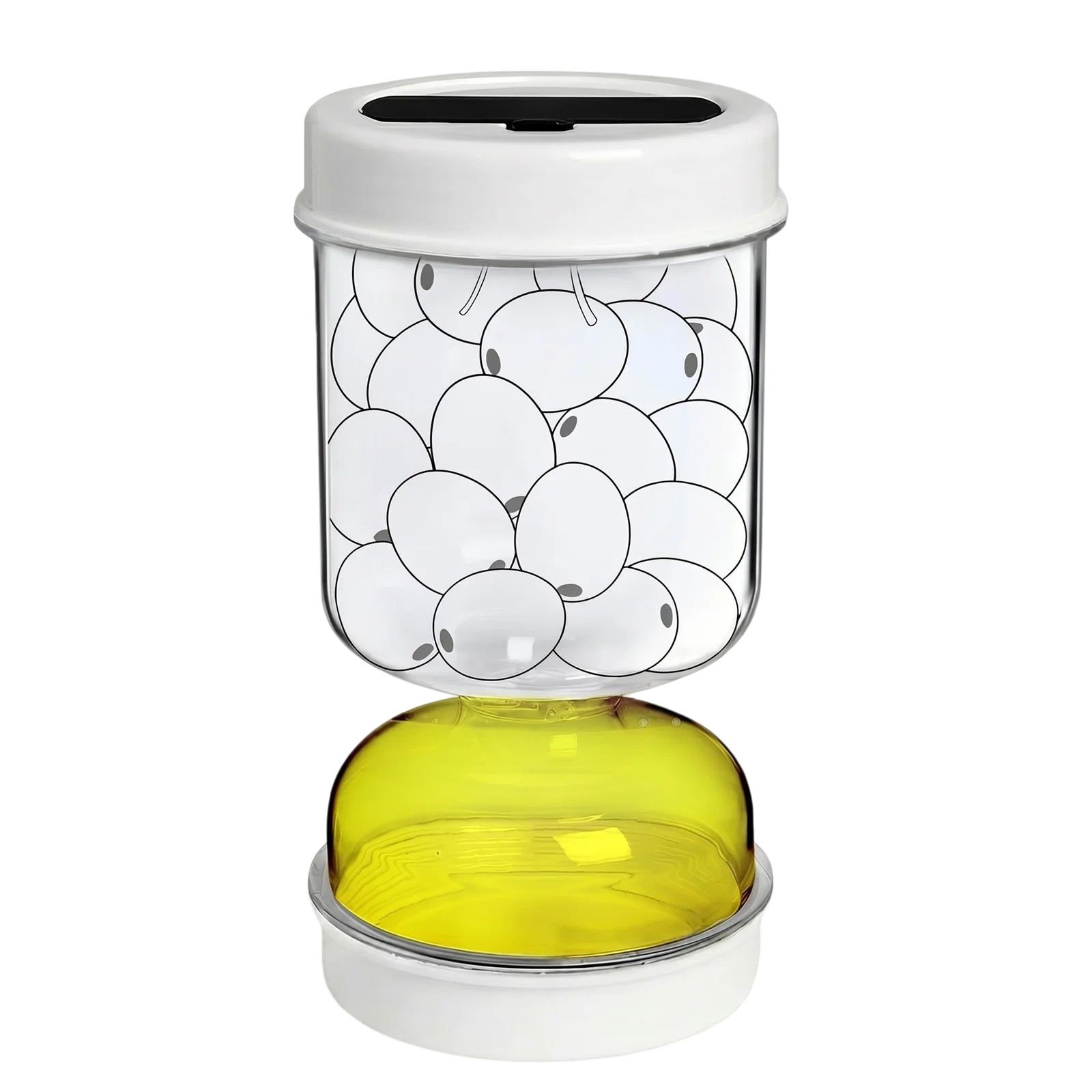 Pickle glass with strainer insert and reversible design for separating contents and pickle when serving Pickle glass with strainer insert and reversible design for separating contents and pickle when serving