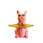 French Bulldog Figur in Black, Pink and Green Shades with Tray for Keys and Small Items - Image 3