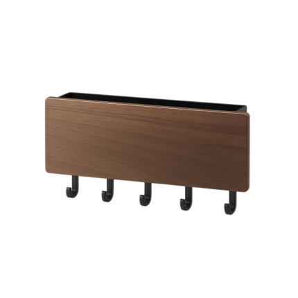Wall Shelf with Hooks in White and Black for Space-Saving Storage and Hanging in the Hallway