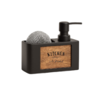 Sponge Holder with Soap Dispenser in White and Black for Organised Storage and Tidy Washing at the Kitchen Sink - Image 2