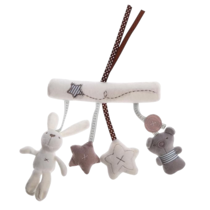 Mobile for Pram with Soft Figures and Visual Stimulation for Baby on the Go and During Rest