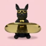 French Bulldog Figur in Black, Pink and Green Shades with Tray for Keys and Small Items - Image 2