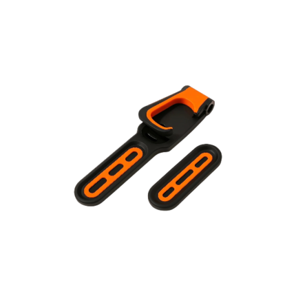 Vægmonteret cykelholder i mørkeblå, gul, orange og hvid til pladsbesparende og sikker opbevaring