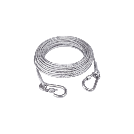 Tøjsnor i rustfrit stål med karabinhager – 3 mm, 2-10 m