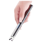 USB genopladelig lighter i sort, rød, blå, guld og sølv med LED-indikator og vindtæt design