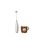 Electric Milk Frother in White, Beige and Black with Handheld Design for Frothing and Mixing - Image 2