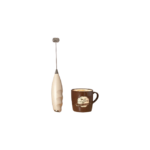 Electric Milk Frother in White, Beige and Black with Handheld Design for Frothing and Mixing - Image 3