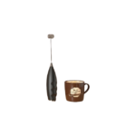 Electric Milk Frother in White, Beige and Black with Handheld Design for Frothing and Mixing - Image 4