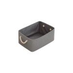 Opbevaringspose i stof - brun, beige og grå, foldbar med rebhåndtag og stiv form - Image 2