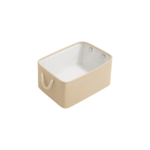 Opbevaringspose i stof - brun, beige og grå, foldbar med rebhåndtag og stiv form - Image 3
